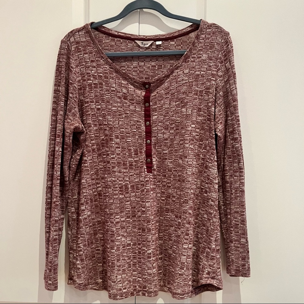 Burgundy melange henley top